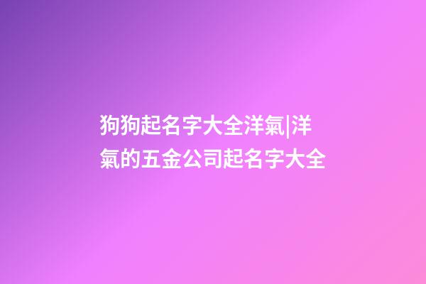 狗狗起名字大全洋氣|洋氣的五金公司起名字大全-第1張-公司起名-玄機派